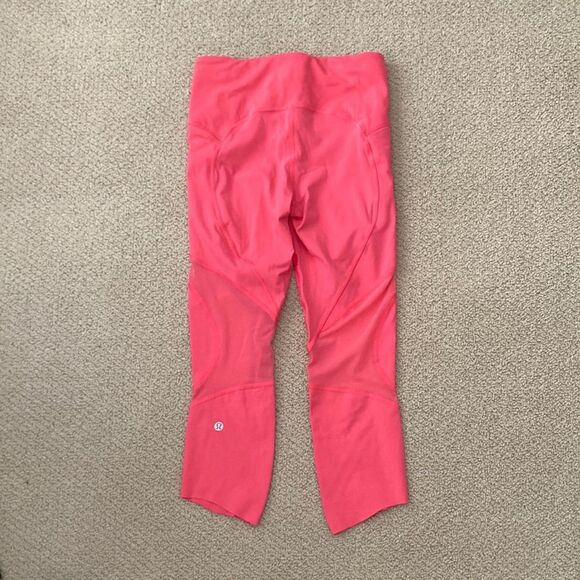 Lululemon On Pace Crop 21” Hot Pink Glossy Nulux Fast Free Pockets Like New 4 - Picture 9 of 12